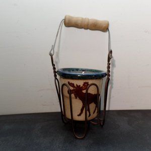 Monroe Salt Works Mini 2.5 Inch Crock Farmhouse Wire Carry Basket